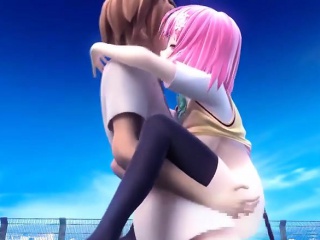 3D babe gets nailed from behind and then he lifts her up to fuck